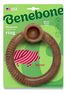 Mordedor resistente de Nylon Benebone Bacon Ring Medio