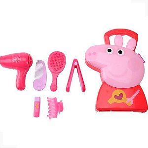 Brinquedo Infantil Multikids Maleta Peppa Pig Cabeleireira Com 6 Acessórios - Rosa - BR1303