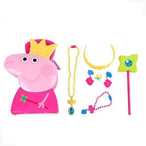 Brinquedo Infantil Multikids Maleta Peppa Pig Joias Com 6 Acessórios - Rosa - BR1302