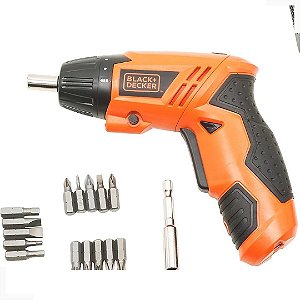 Parafusadeira Black Decker Eletrica a Bateria 4,8 V Com 16 Acessorios - Laranja - Bivolt - Kc4815b