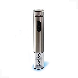 Abridor de Vinho Black Decker Elétrico com Corta Lacre Design Moderno - Inox - 4 Pilhas AA - Wine Inox
