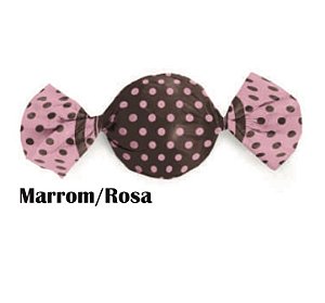 100 Embalagem Para Trufa Poá Marrom/Rosa 14,5X15,5 (LuckyFest)