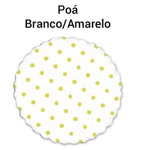 100 Tapetinhos P/ Doces G 9 Cm  Poá Branco/Amarelo ( Aia )