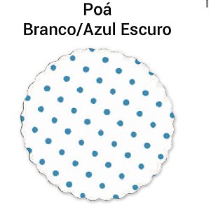 100 Tapetinhos Fundo P/ Doces 7 Cm  Poá Branco/Azul Escuro ( Aia )