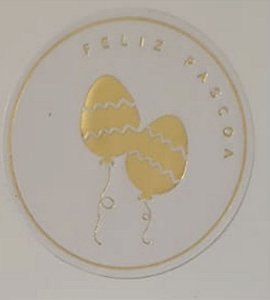50 Etiquetas Feliz Pascoa Ouro Cod-1070 (Ms)