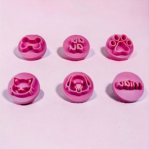 Kit Carimbos Pets - 7 Peças - Cor Rosa (Blue Star)