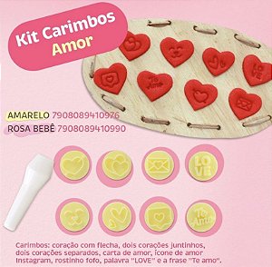 Kit Carimbos Amor - 9 Peças - Cor Rosa (Blue Star)