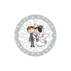 16 Adesivo Etiqueta Para Festa Noivinhos 5Cm 47.6 ( Nc Toys Etiqueta)