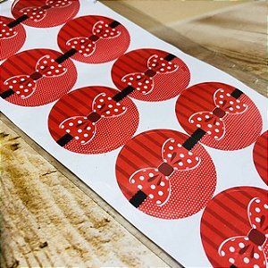 16 Adesivo Etiqueta Para Festa Laço Vermelho 5Cm 32.6 (Nc Toys Etiqueta)