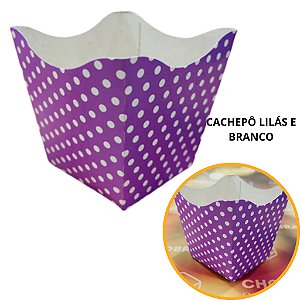 10 Cachepo Festa Poá Lilás/Branco 9X9X7 cm Vaso Decoração 2.26 (Nc Toys Cachepo)
