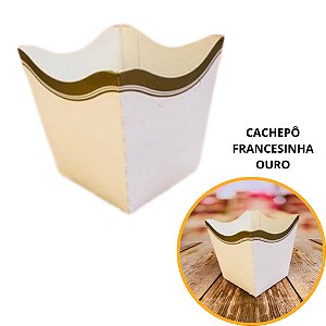 10 Cachepo Festa Francesinha Ouro 9X9X7 cm Vaso Decoração 2.60 (Nc Toys Cachepo)