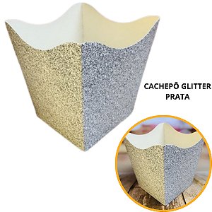 10 Cachepo Festa Imitação Glitter Prata 9X9X7 cm Vaso Decoração 2.65 (Nc Toys Cachepo)