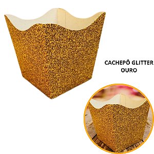 10 Cachepo Festa Imitação Glitter Ouro 9X9X7 cm Vaso Decoração 2.64 (Nc Toys Cachepo)
