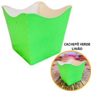 10 Cachepo Festa Verde Limão 9X9X7 cm Vaso Decoração 2.7 (Nc Toys Cachepo)