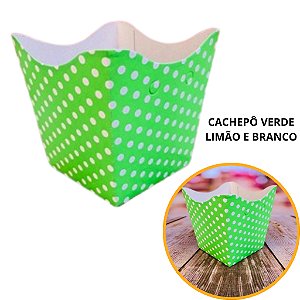 10 Cachepo Festa Poá Verde Limão/Branco 9X9X7 cm Vaso Decoração 2.21 (Nc Toys Cachepo)