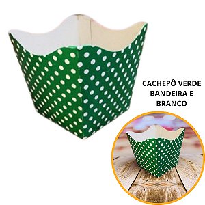 10 Cachepo Festa Poá Verde Bandeira/Branco 9X9X7 cm Vaso Decoração 2.22 (Nc Toys Cachepo)