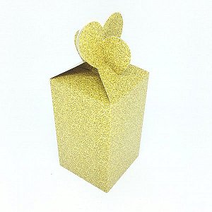 5 CAIXA CORAÇÃO LEMBRANCINHA IMITAÇÃO GLITTER DOURADA 74.1  ( NC TOYS CAIXA CORAÇÃO )