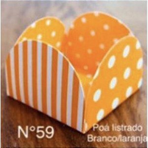 50 Forminhas Listras Poá Laranja/Branco Para Doces 4 Pétalas 3,3X3,3X2,2  10.46 (Nc Toys Simples)