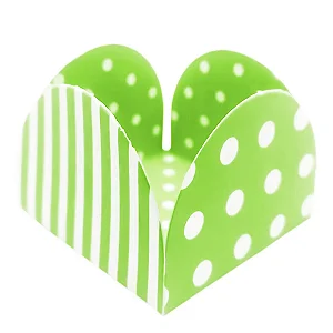 50 Forminhas Listras Poá Verde Limão/Branco Para Doces 4 Pétalas 3,3X3,3X2,2 10.37 (Nc Toys Simples)