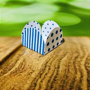 50 Forminhas Listras Poá Branco/Azul Para Doces 4 Pétalas 3,3X3,3X2,2  10.34 (Nc Toys Simples)