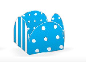 50 Forminhas Listras Poá Azul/Branco Para Doces 4 Pétalas 3,3X3,3X2,2  10.33 (Nc Toys Simples)
