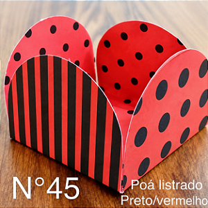 50 Forminhas Listras Poá Vermelho/Preto Para Doces 4 Pétalas 3,3X3,3X2,2 10.32 (Nc Toys Simples)