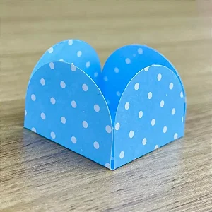 50 Forminhas Poá Azul Claro/Branco Para Doces 4 Pétalas 3,3X3,3X2,2 10.19 (Nc Toys Simples)