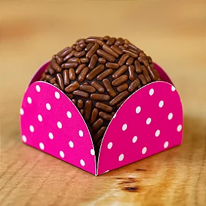 50 Forminhas Poá Pink/Branco Para Doces 4 Pétalas 3,3X3,3X2,2 10.24 (Nc Toys Simples)