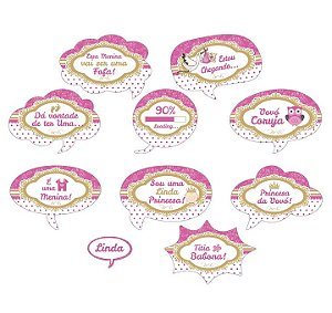 10 Placas Divertidas Chá De Bebê Menina  Rosa 54.3  ( Selfie Nc Toys )