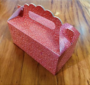 5 Caixa Maleta Lembrancinha Imitação Glitter Vermelho  16X13X8Cm   73.5  ( Nc Toys )