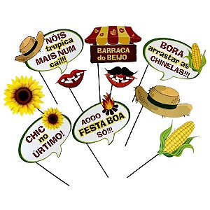 Kit 10 Plaquinhas Arraial Festa Junina P/Selfie 54.19 (Selfie Nc Toys) FESTA JUNINA 2025