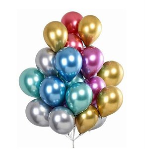25 Balão Sortidos Platinado Redondo N°9 Pic Pic - ChocoBraz Embalagens