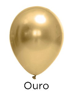 25 Balão Ouro Platinado Redondo N°9 Pic Pic