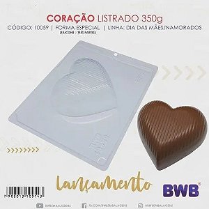 Forma Bwb Coração Listrado 350 G 3 Partes C/ Silicone Cod-10059 (Bwb Especial)