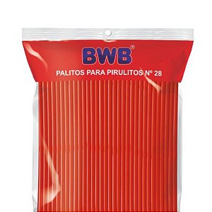 Palitos Para Pirulito 50 Unidades Grande 28Cm  - Laranja Sólido (Bwb Palito)