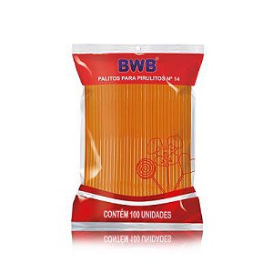 Palitos Para Pirulito 100 Unidades Médio 14Cm - Laranja (Bwb Palito)