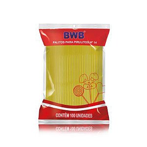 Palitos Para Pirulito 100 Unidades Médio 14Cm - Amarelo (Bwb Palito)