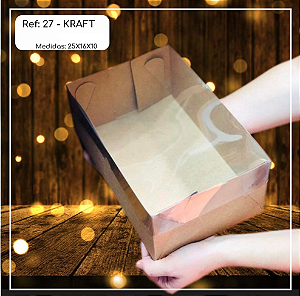 5 Caixa Retangular Presente Alta Kraft 25X16X10  (Yin) Cod P0160