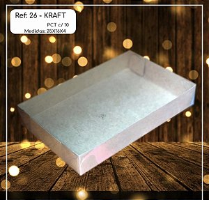 10 Caixa Kraft C/Tampa Acetato Retangular 25X16X4 (Yin)  P0159