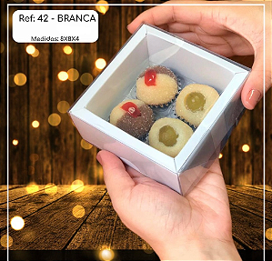 5 Caixa 4 Doces Branca Moldura Quadrado 8X8X4 (Yin)  P0350 ID4628