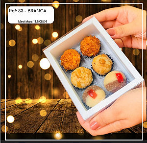 5 Caixa 6 Doces Branca  Moldura Retangular 11,5X8X4 (Yin) P0347 ID4629