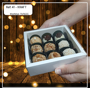 5 Caixa 9 Doces Branca Moldura Quadrado 11X11X3.5 (Yin)  P0369 ID4631