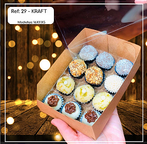 10 Caixas 12 Doces Kraft Retangular  Alta 16X11X5 (Yin) P0221