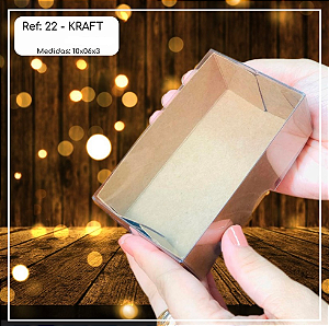 10 Caixa  Retangular  Kraft 10X6X3.5 Tampa Acetato (Yin) P0155