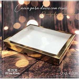 10 Caixas Presente Doces C/Visor Ouro Laminada 25X33X3 Kb38 (Kb)