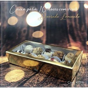 10 Caixas P/ 10 Doces C/Visor Ouro Laminada 19X9X3,5 Kb16 kb1143 (Kb)
