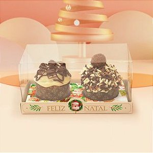 10 Caixa Para 2 Mini Panetones Linha Jingle Bell 11X22X11 (Natal Jango)