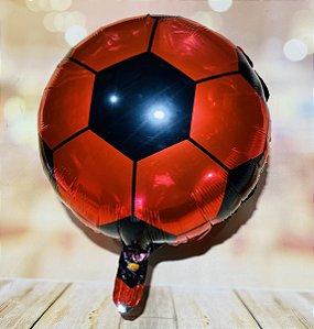 Balão Gnr Metalizado Bola De Futebol 45Cm Preto E Vermelho