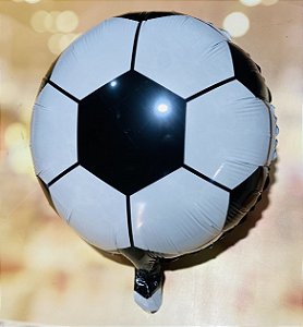 Balão Gnr Metalizado Bola De Futebol 45Cm Preto E Branco