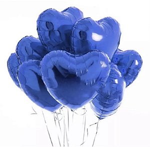 Balão Metalizado Coração Azul Royal 45 Cm Festa  (Ex)
